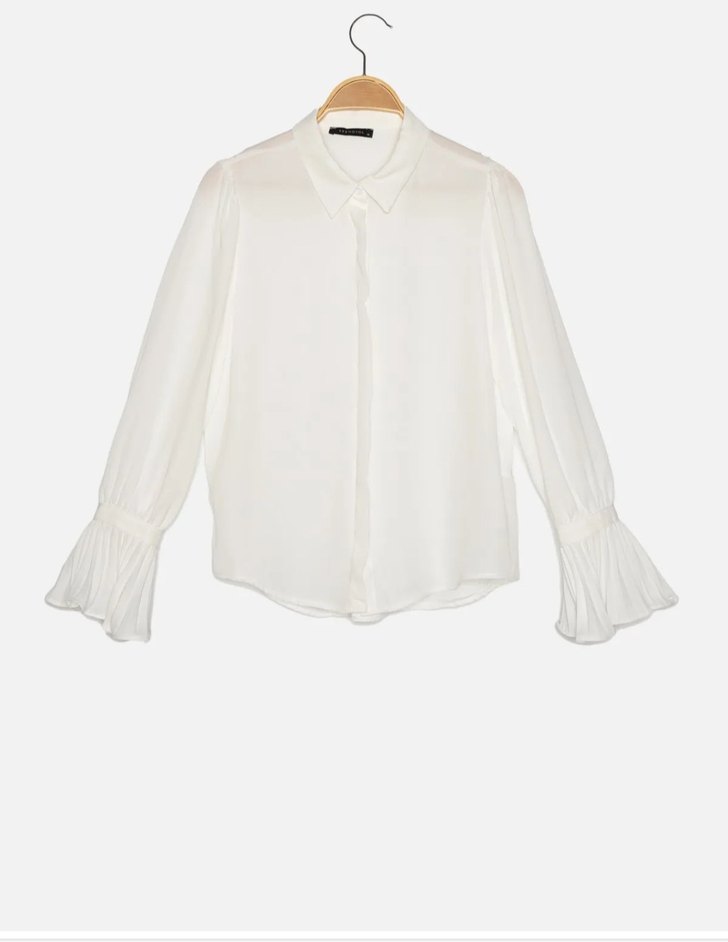 Kadın Beyaz Düğmeli  Gömlek - Görsel 2