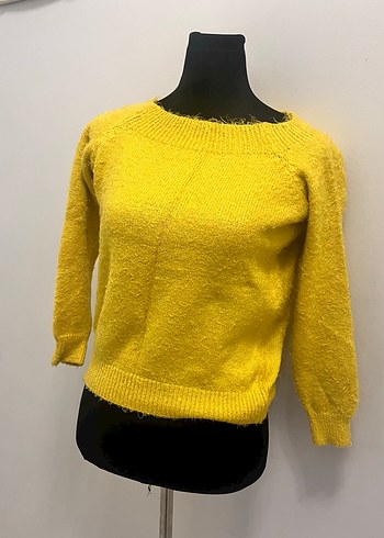 Sarı Kadın Triko Basic Kazak - Görsel 2