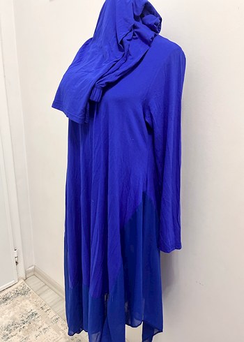 Drapeli Mavi Uzun Kollu Kadın Tunik - Görsel 2