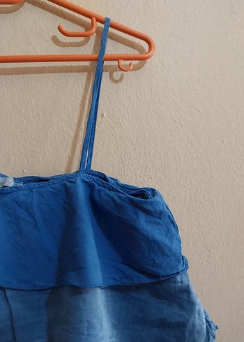 s Beden mavi Renk OXXO ipek pamuk karışımı elbise
