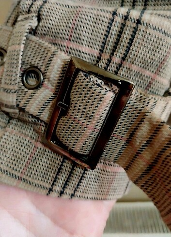 m Beden camel Renk Ekoseli vintage trenckot