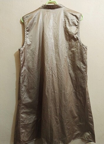 m Beden camel Renk Vintage asimetrik saten yelek