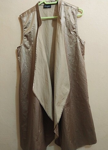Vintage asimetrik saten yelek