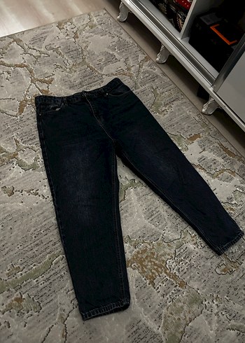 Erkek Lacivert Loose Fit Midi Denim Pantolon - Görsel 2