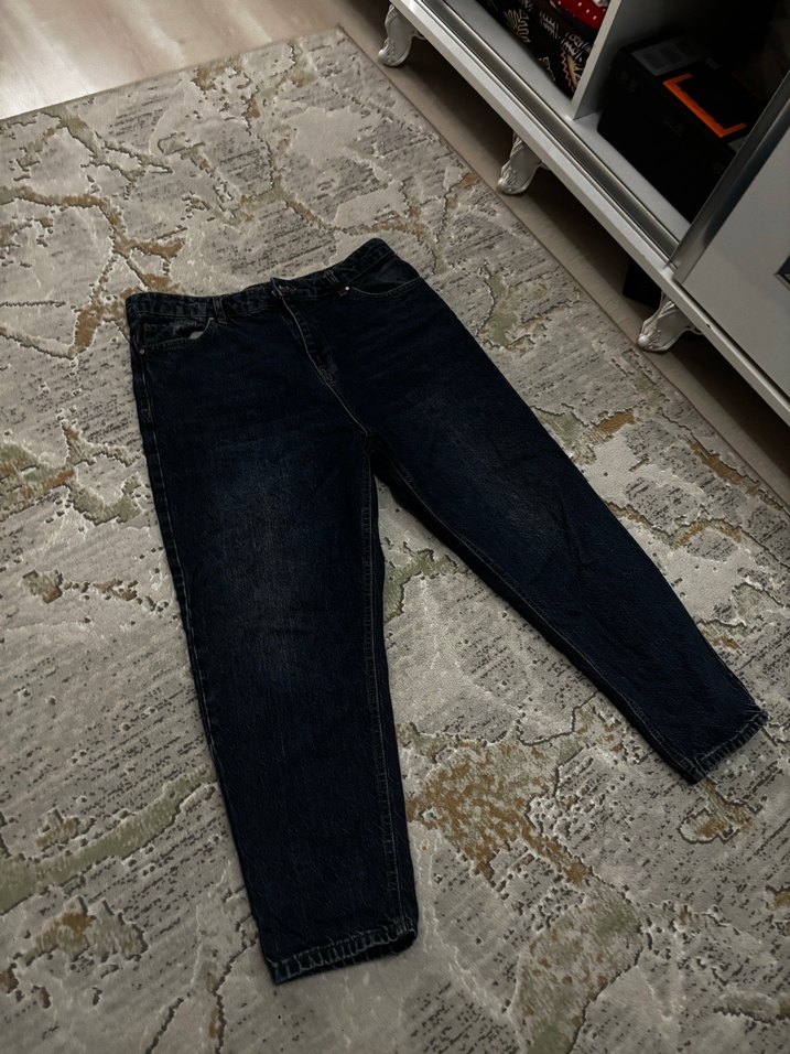 Erkek Lacivert Loose Fit Midi Denim Pantolon - Görsel 2