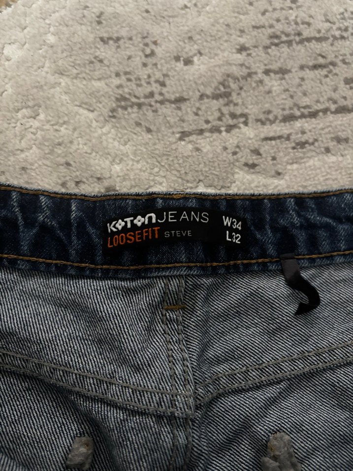 Erkek Lacivert Loose Fit Midi Denim Pantolon - Görsel 3