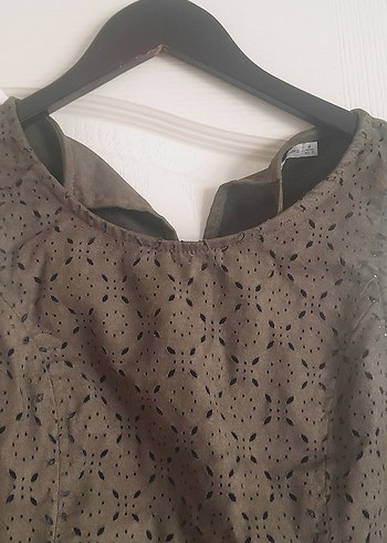 m Beden Kadın Haki Kolsuz Crop Top Bershka
