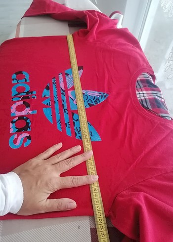 40 Beden kırmızı Renk Renkli Baskılı Kırmızı Adidas Sweatshirt