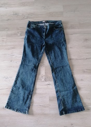 Lacivert Kadın Geniş Paça Midi Kot Pantolon