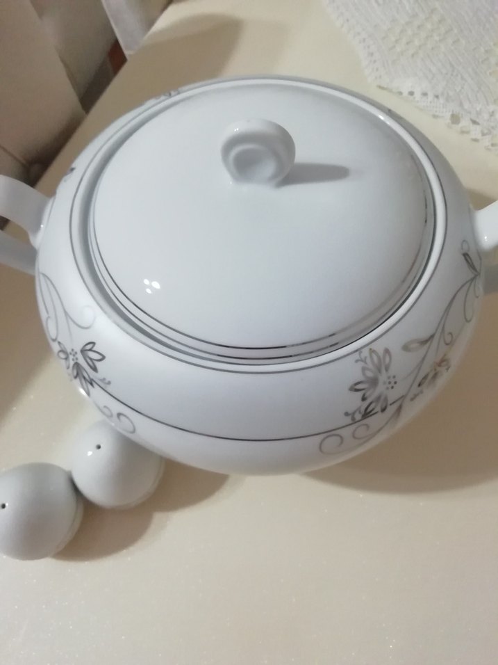 Beyaz Gri Çiçek Desenli Kapaklı Çorba Kasesi - Görsel 2