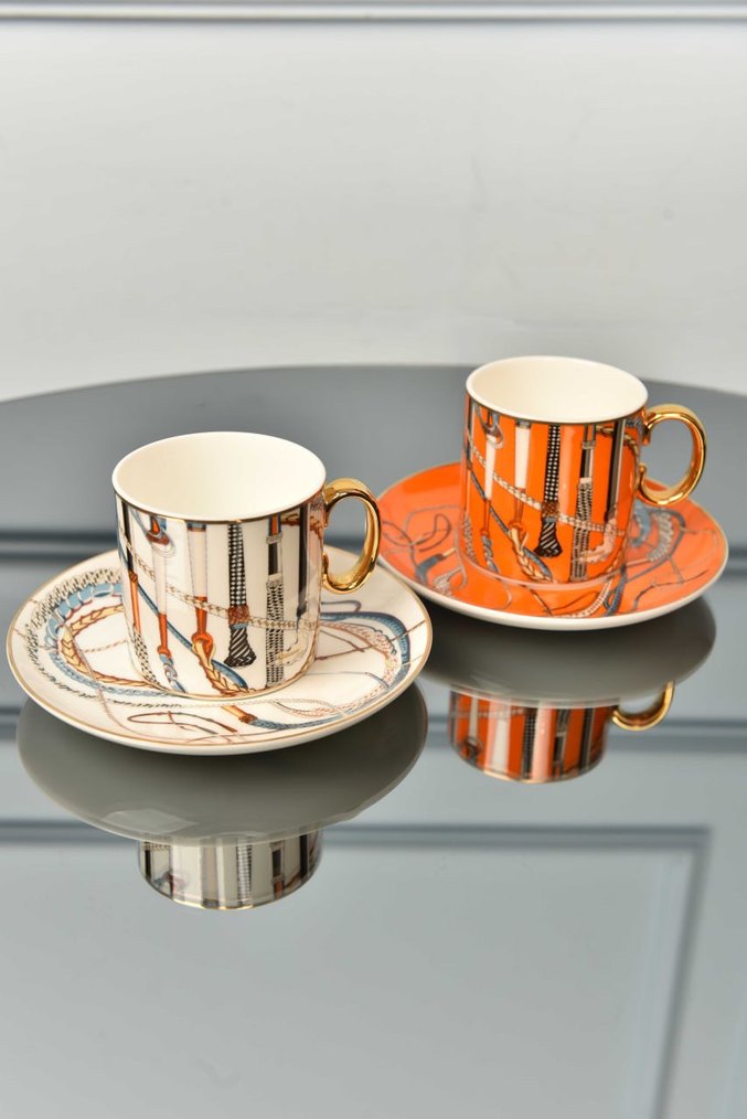 Hermes Altın Detaylı Fincan Takımı - Görsel 2
