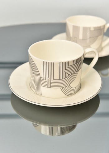 Hermes Beyaz Gri Fincan ve Tabak Seti - Görsel 3