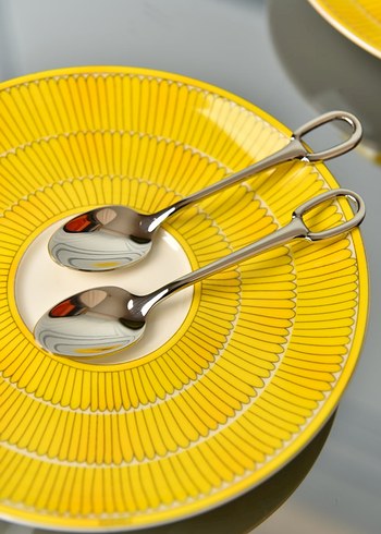 Sarı Desenli 2'li Fincan ve Tabak Seti - Görsel 5