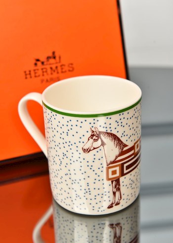 Hermes Paris Desenli Camel Renkli Fincan - Görsel 9