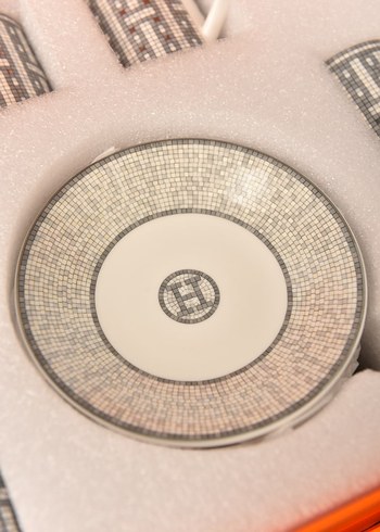 Hermes Paris 6 Parça Gri-Beyaz Kahve Fincanı Seti - Görsel 3