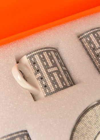 Hermes Paris 6 Parça Gri-Beyaz Kahve Fincanı Seti - Görsel 2