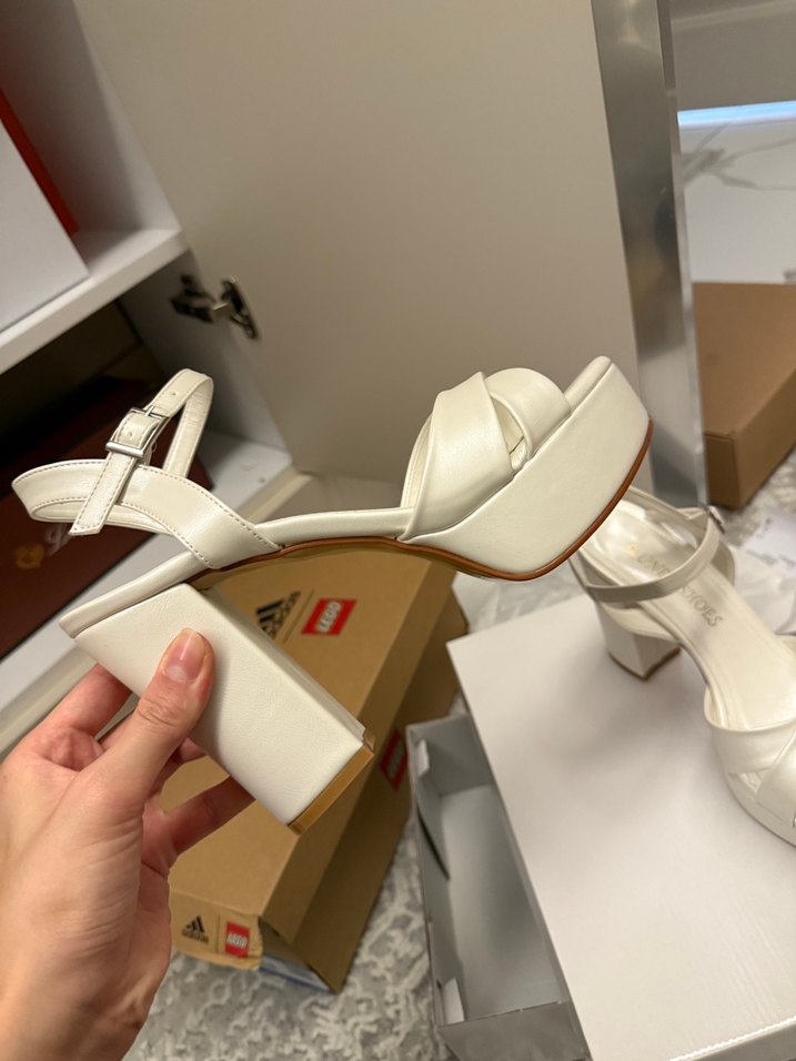 Beyaz Platform Topuklu Düğün Ayakkabısı - Görsel 3