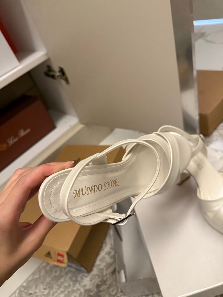 Beyaz Platform Topuklu Düğün Ayakkabısı - Görsel 4