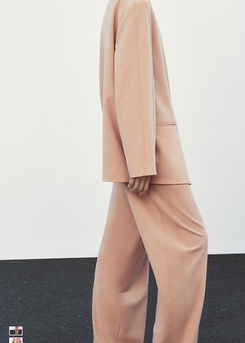 Somon rengi Kadın Midi Blazer Ceket - Görsel 3