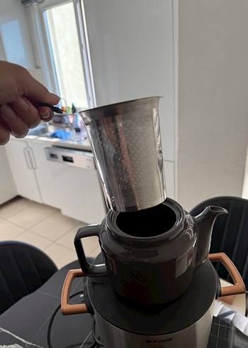 Gri Çaydanlık ve Paslanmaz Çelik Semaver - Görsel 5