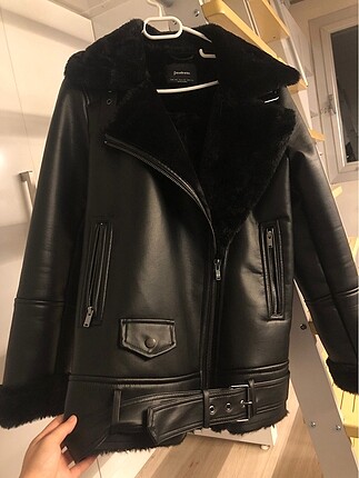 Stradivarius suni deri biker ceket