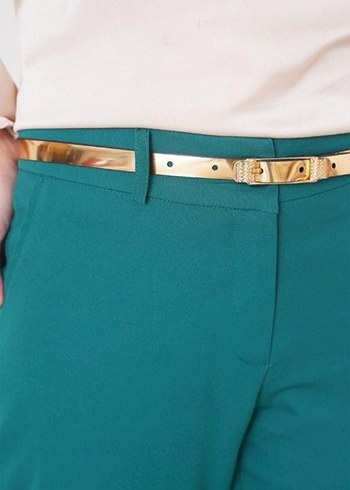 yesil Kemerli Kadın Kumaş Pantolon - Görsel 6