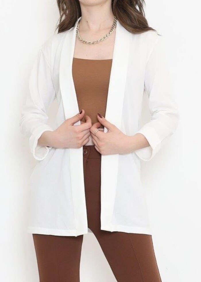 Beyaz spor ceket - Görsel 4