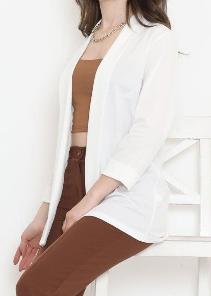 Beyaz spor ceket - Görsel 5