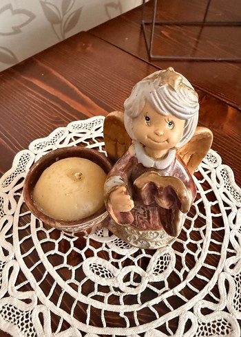 Kahverengi Kanatlı Melek Biblo Mum - Görsel 2