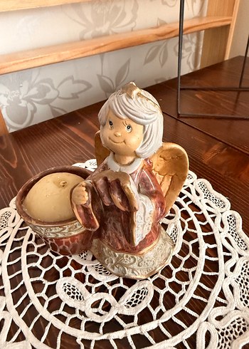 Kahverengi Kanatlı Melek Biblo Mum - Görsel 3