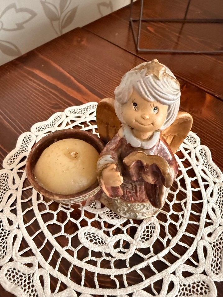 Kahverengi Kanatlı Melek Biblo Mum - Görsel 2