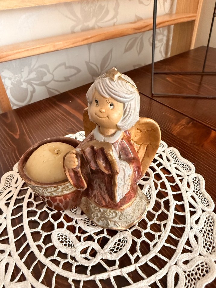 Kahverengi Kanatlı Melek Biblo Mum - Görsel 3