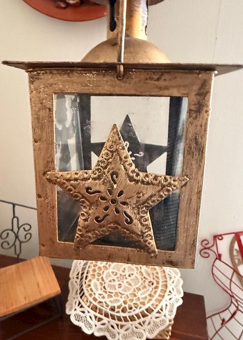 Parlak Gold Melek Figürlü Fener mumluk - Görsel 3