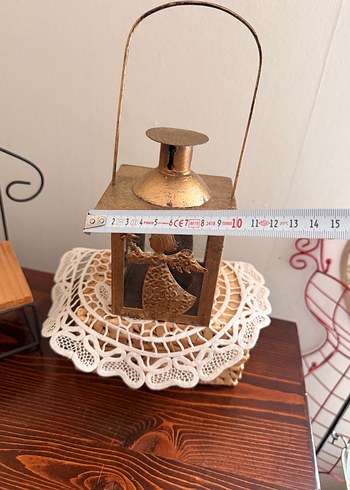 Parlak Gold Melek Figürlü Fener mumluk - Görsel 7