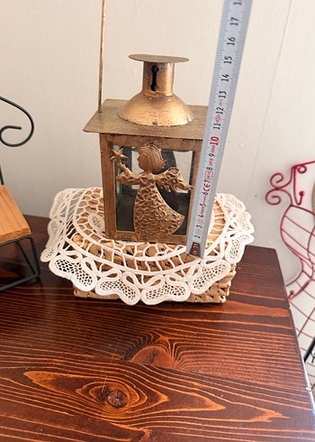 Parlak Gold Melek Figürlü Fener mumluk - Görsel 8