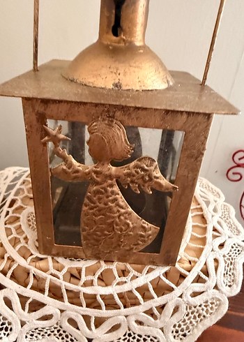 Parlak Gold Melek Figürlü Fener mumluk - Görsel 2