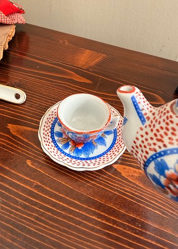 Çiçek Desenli Renkli Mini Çay Seti - Görsel 5