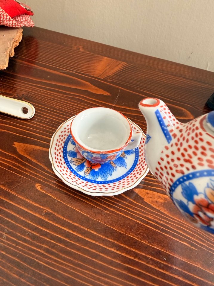 Çiçek Desenli Renkli Mini Çay Seti - Görsel 5