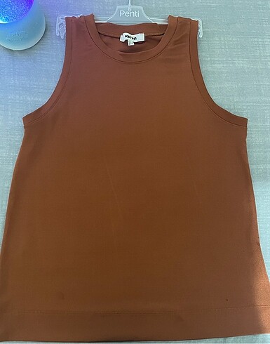 s Beden Koyu kahverengi T-shirt parlak görünümlü polyester ve viskon kar