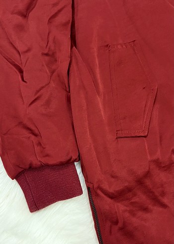 34 Beden bordo Renk Bordo Fermuarlı Uzun saten Ceket