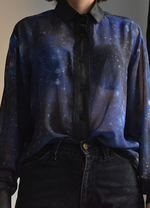 Nebula desenli şifon gömlek