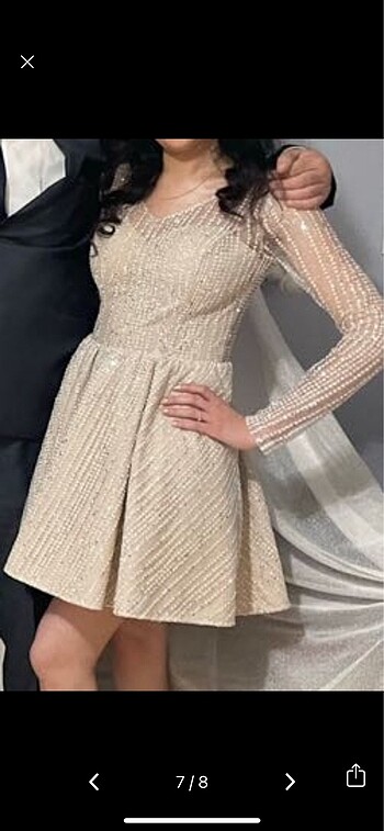 Kısa Pullu Parti/After Elbisesi - Görsel 7