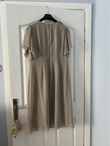 Gri Midi Boy Taşlı/Detaylı Elbise - Görsel 5