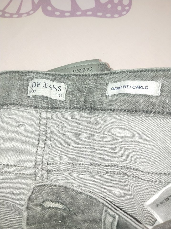 Gri Bol Kesim erkek Denim Pantolon - Görsel 3