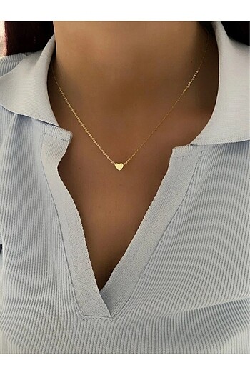 Minimal kalp kolye gold 45 cm