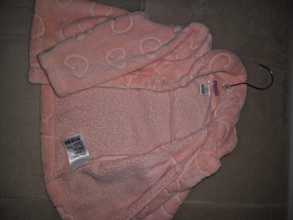 Pembe Kalp Desenli Peluş Kız Mont - Görsel 3