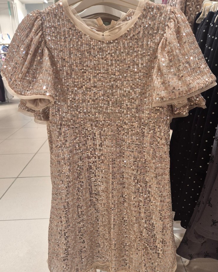 Kız Çocuk Parlak Payetli Bohem Elbise - Görsel 2