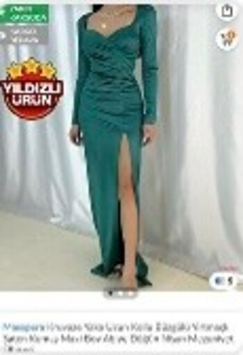 Zümrüt yeşili uzun abiye - Görsel 8