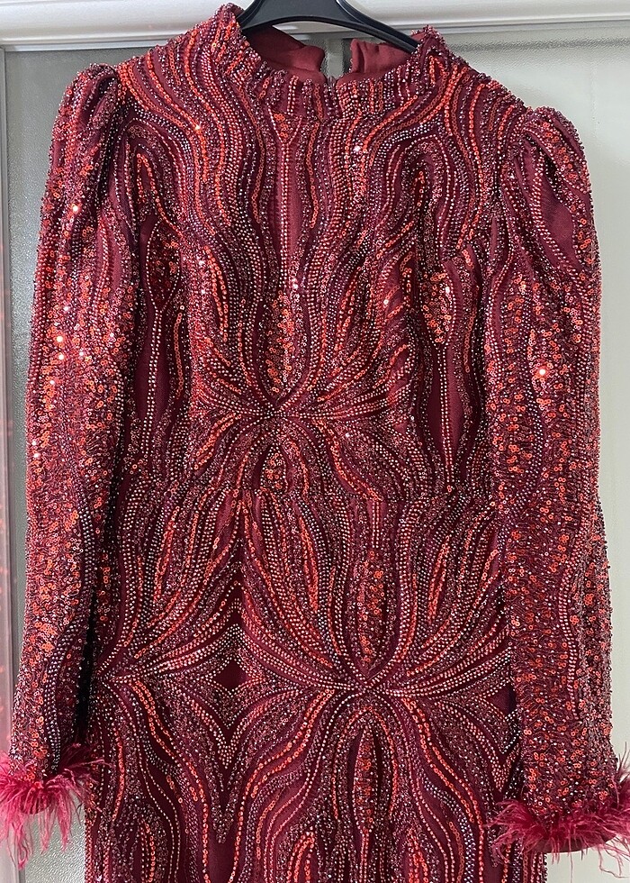 Tesettür boncuk işleme abiye - Görsel 2