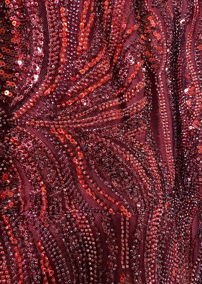 Tesettür boncuk işleme abiye - Görsel 5